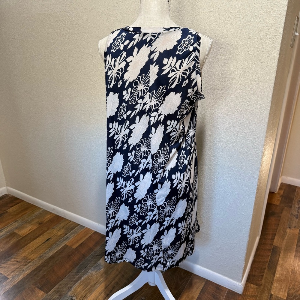Candalite Women’s Dress - Stretch - Navy Blue & White - Floral - Size Med - Picture 4 of 13